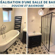 Delalande Plomberie - Réalisation d'une salle de bain avec douche et baignoire