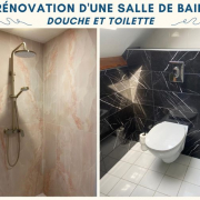 Delalande Plomberie : Rénovation d'une salle de bain avec effet marbre